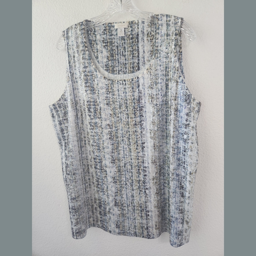 Chico's Python Print Sequin Dressy Tank Top Sz 3 … - image 1